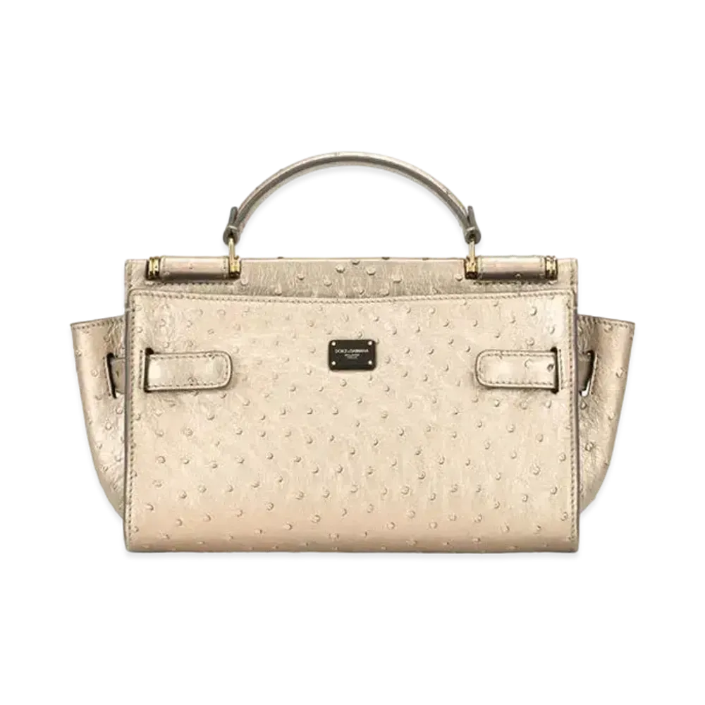 Dolce&Gabbana Sicily 62 Soft Small Metallic Ostrich "Gray"