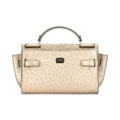 Dolce&Gabbana Sicily 62 Soft Small Metallic Ostrich "Gray"