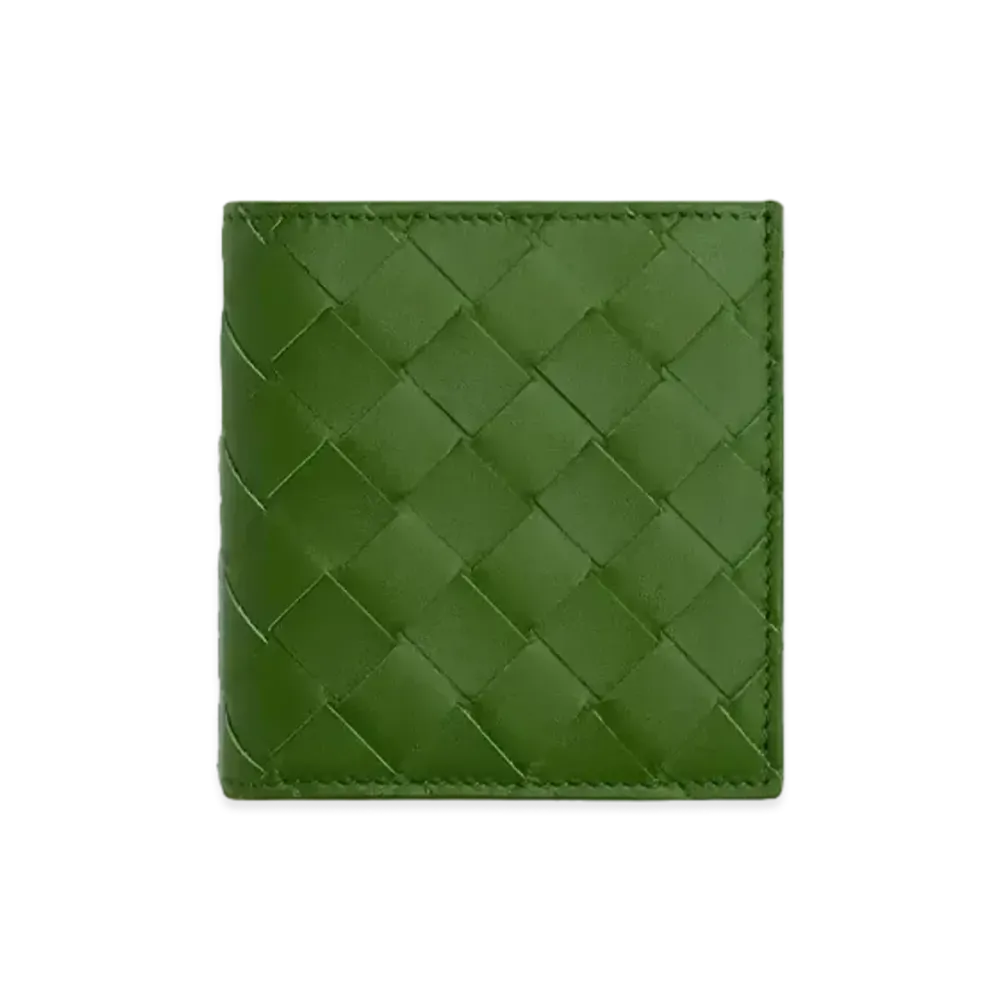 Bottega Veneta Intrecciato Calfskin Bi-fold Compact Wallet "Avocado"