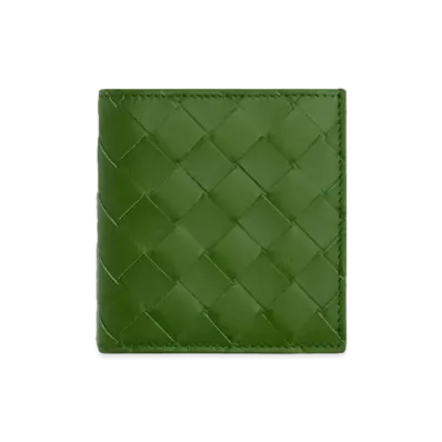 Bottega Veneta Intrecciato Calfskin Bi-fold Compact Wallet "Avocado"