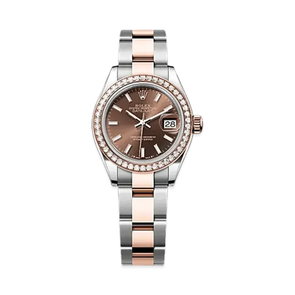 ROLEX Lady-Datejust 28mm Oystersteel & Everose Gold Diamond 279381RBR "Chocolate"