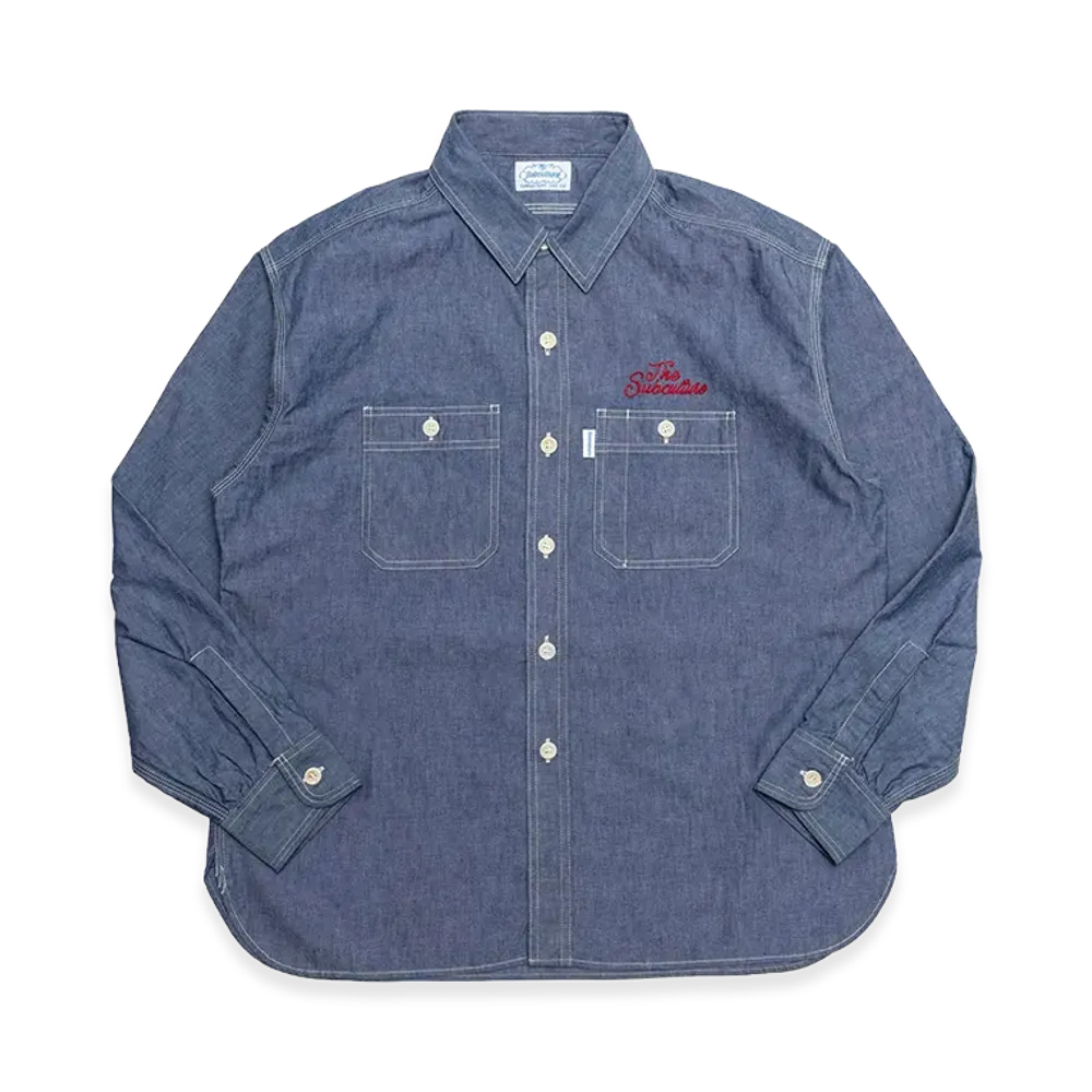 SubCulture Chambray Shirt "Indigo/Red Embroidery"