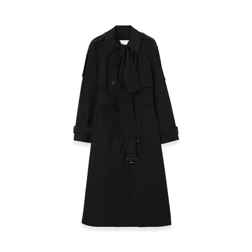 Burberry Women's Long Canvas Trerose Trench Coat "Black"