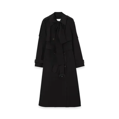 Burberry Women's Long Canvas Trerose Trench Coat "Black"