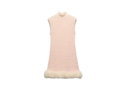 PRADA Women's Cotton Mini-Dress with Feathers "Pink"