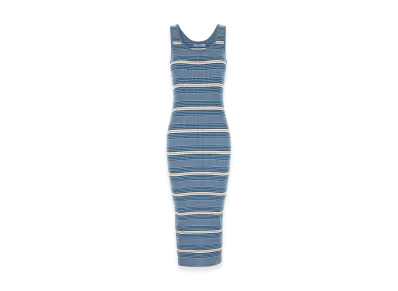 PRADA Women's Embroidestretch Cotton Blend Dress "Stripped"