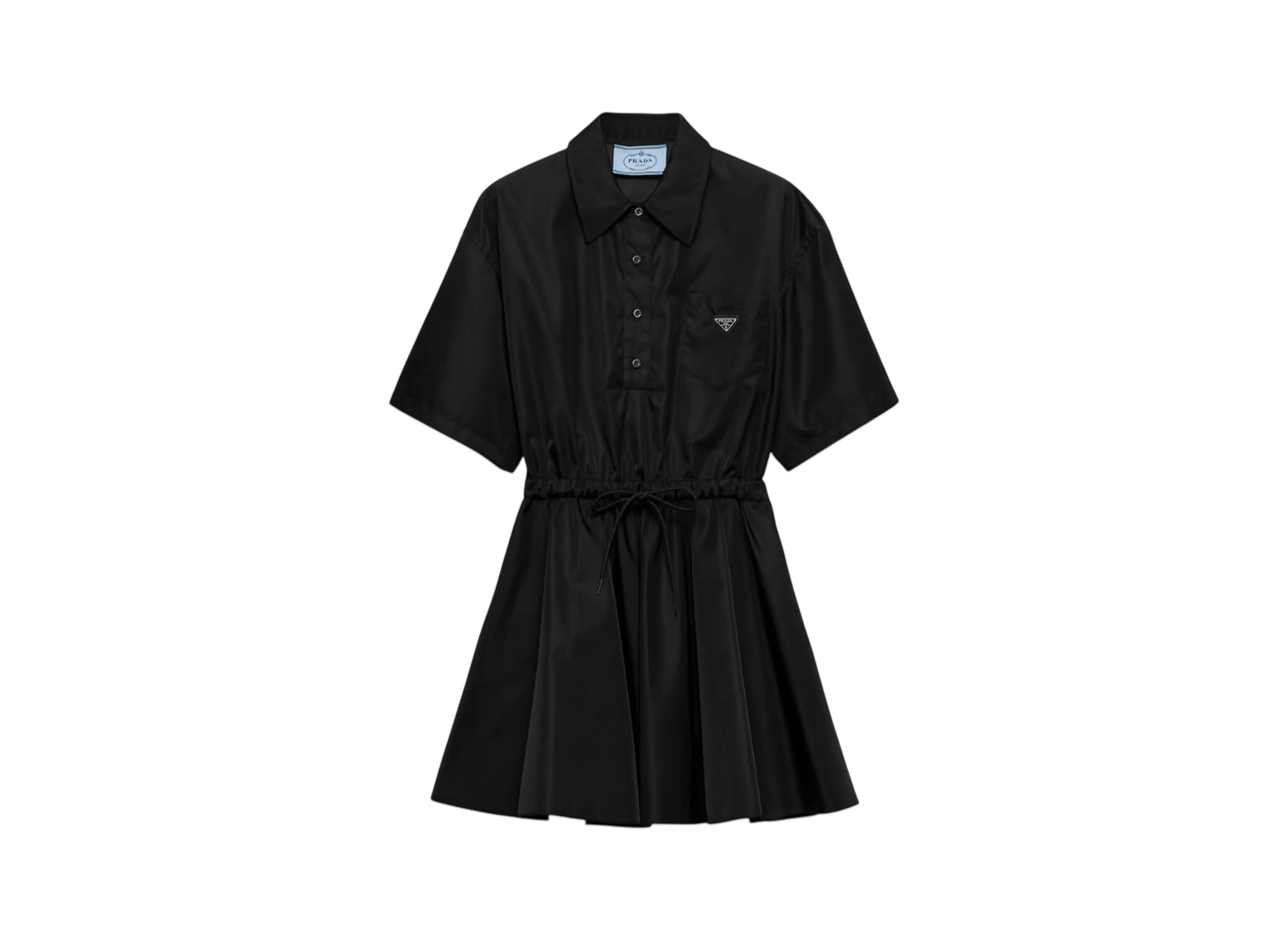 PRADA Women's Short-Sleeved Re-Nylon Dress "Black"