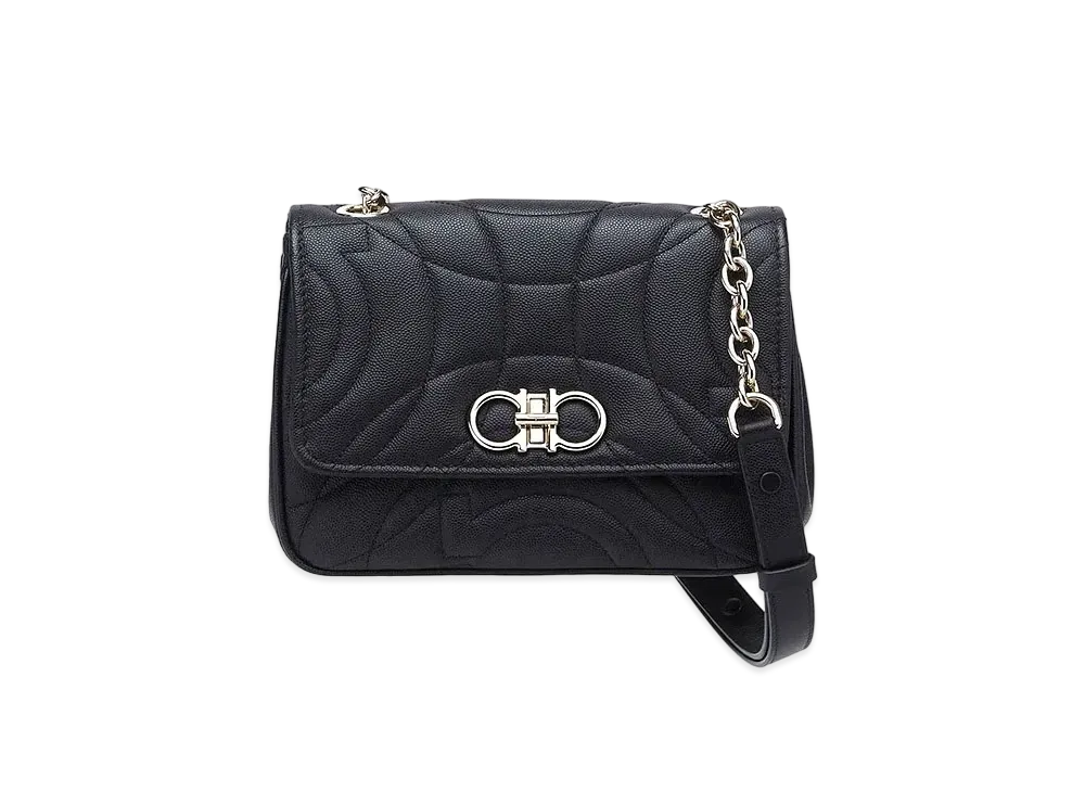 Salvatore Ferragamo Quilted Gancini Cross Body Bag (S) "Black"