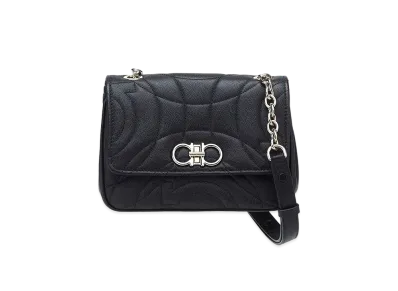 Salvatore Ferragamo Quilted Gancini Cross Body Bag (S) "Black"