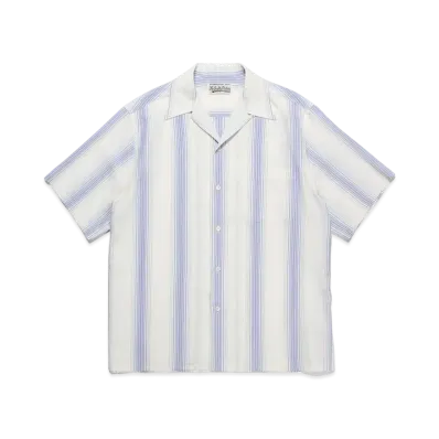 WACKO MARIA Striped Open Collar Shirt "White"
