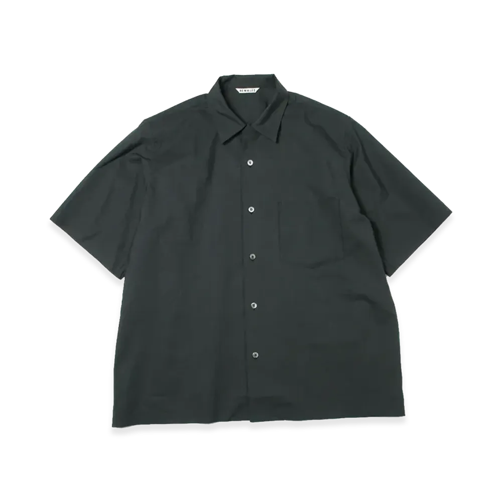 AURALEE Selvedge Weather Cloth Half Sleeved Shirts "Ink Black"