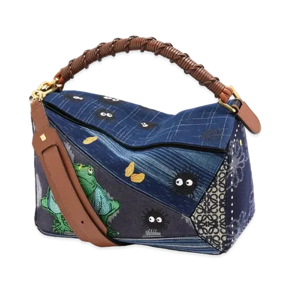 LOEWE x Spirited Away Boro Puzzle Bag In Calfskin and Textile "Multicolor"