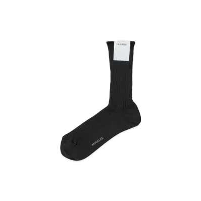 AURALEE Giza High Gauge Socks "Black"