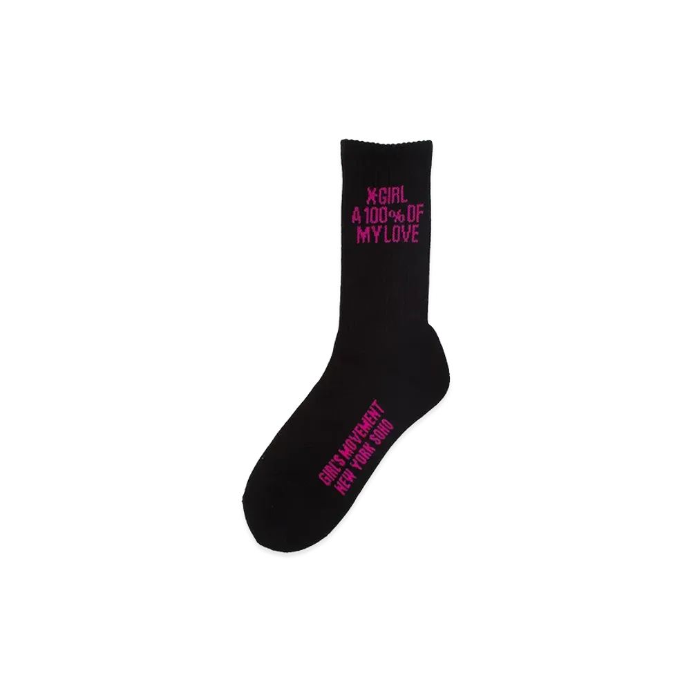 X-Girl Women's Heavy Block Logo Ribbed Socks "Black"