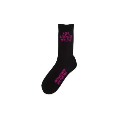 X-Girl Women's Heavy Block Logo Ribbed Socks "Black"