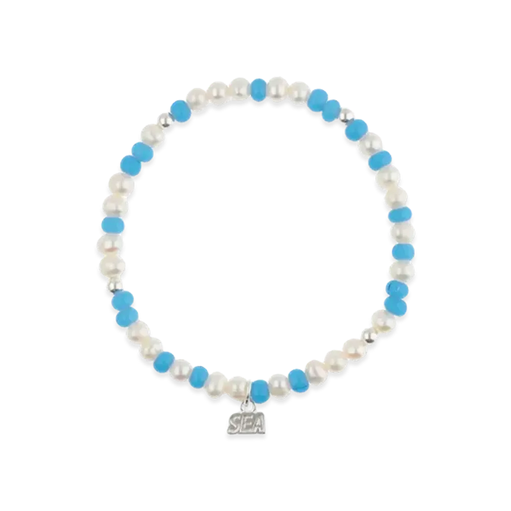 WIND AND SEA IVX Japan WDS Pearl & White Hearts Bracelet "Turquoise"