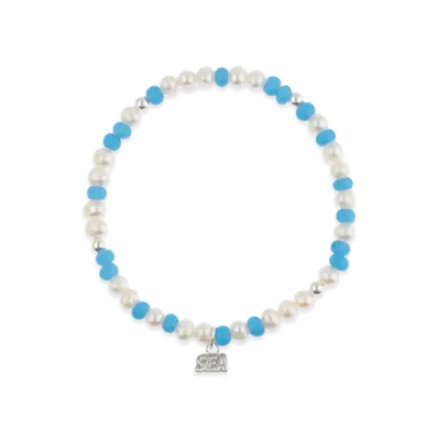 WIND AND SEA IVX Japan WDS Pearl & White Hearts Bracelet "Turquoise"