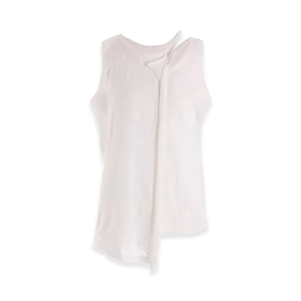 Y's Crush Jacquard Asymmetric Sleeveless Tee "Off White"