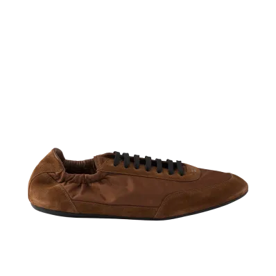 PRADA Collapse Re-Nylon and Suede Elasticized Sneakers "Palisander"