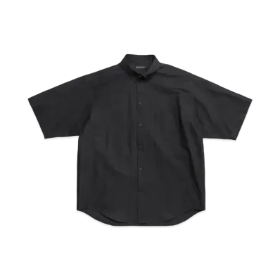 BALENCIAGA MENS Tape Type Short Sleeve Shirt Large Fit "Black"