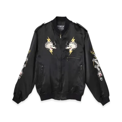 HYSTERIC GLAMOUR LIGHTNING DRAGON Embroidered Souvenir Jacket "Black"