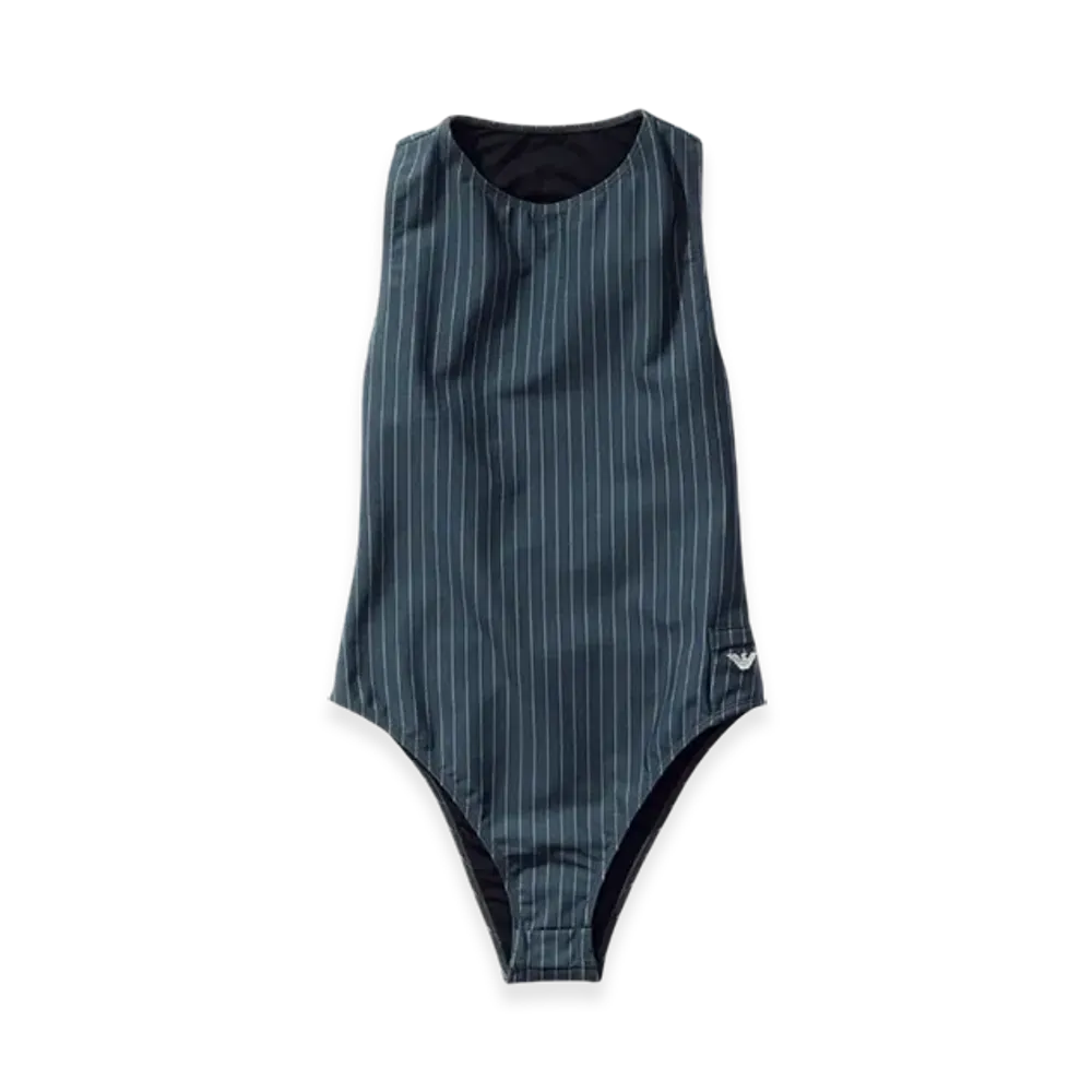 OUR LEGACY Women's Work Shop x Emporio Armani Pyla Swimsuit "Liguria Pinstripe"