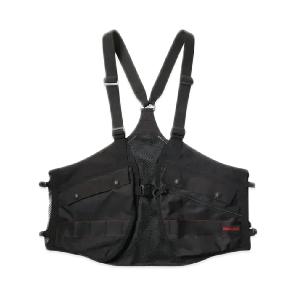 COMME des GARCONS HOMME Polyester Nylon Oxford x Multi Fabrics Mix Briefing Vests "Black"