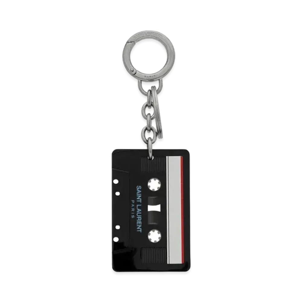 SAINT LAURENT Saint Laurent Cassette Tape Keyring "Black White Havana"