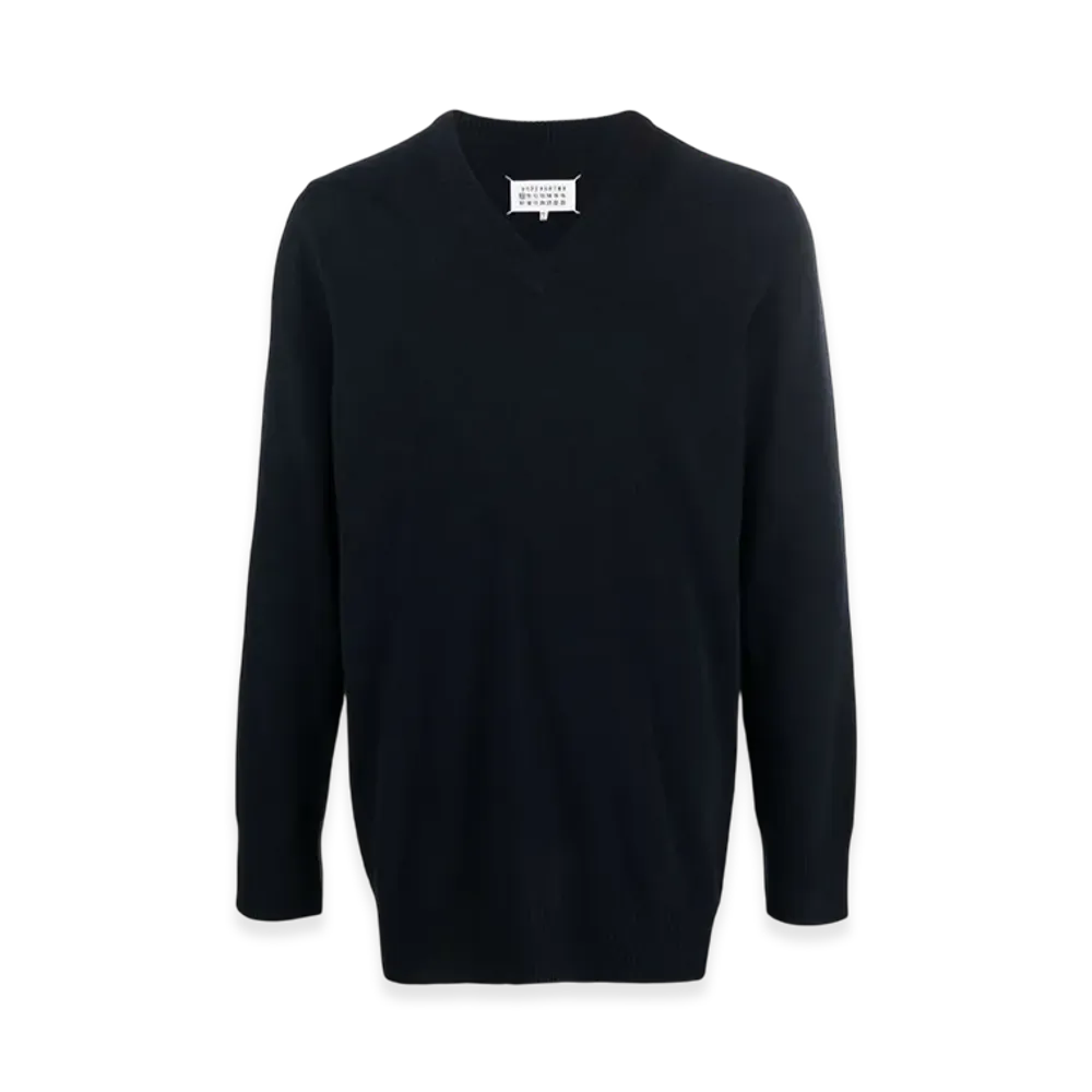 Maison Margiela V-Neck Knit Sweater "Dark Blue"
