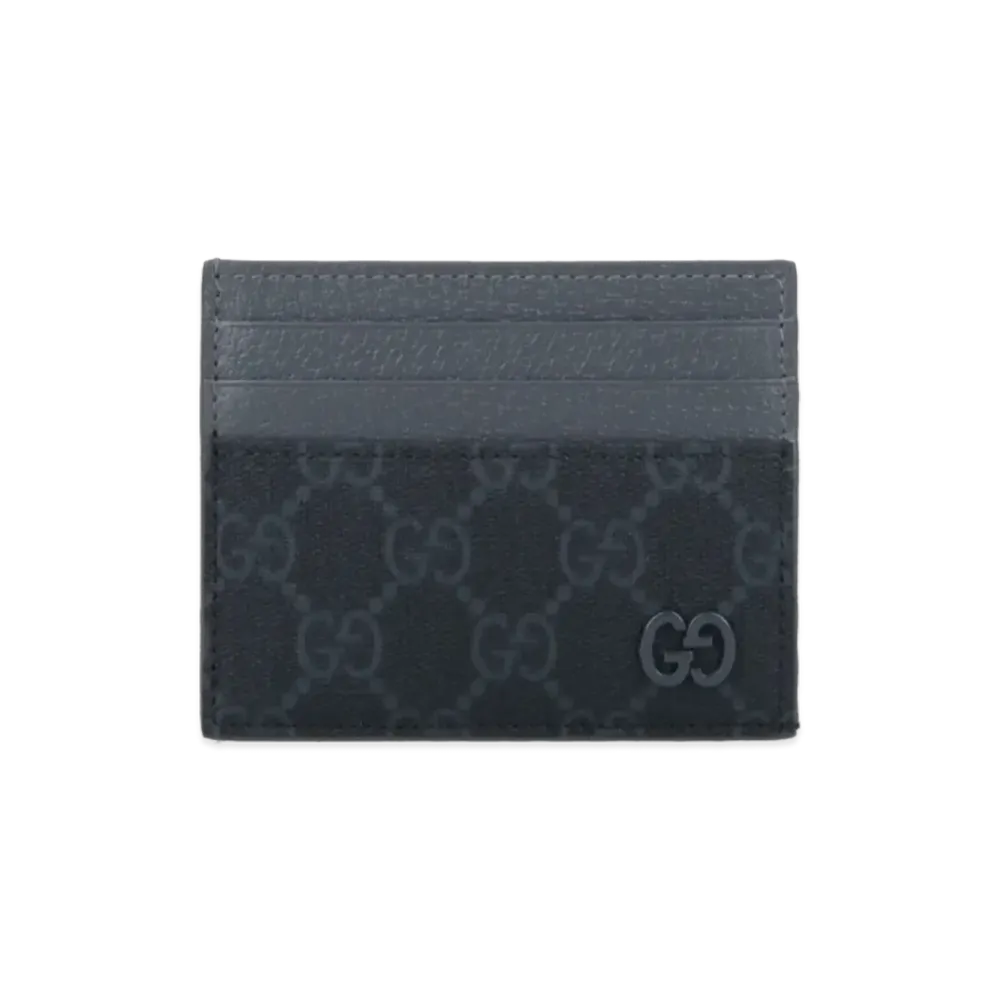 GUCCI GG Fabric And Leather Card Holder "Black"