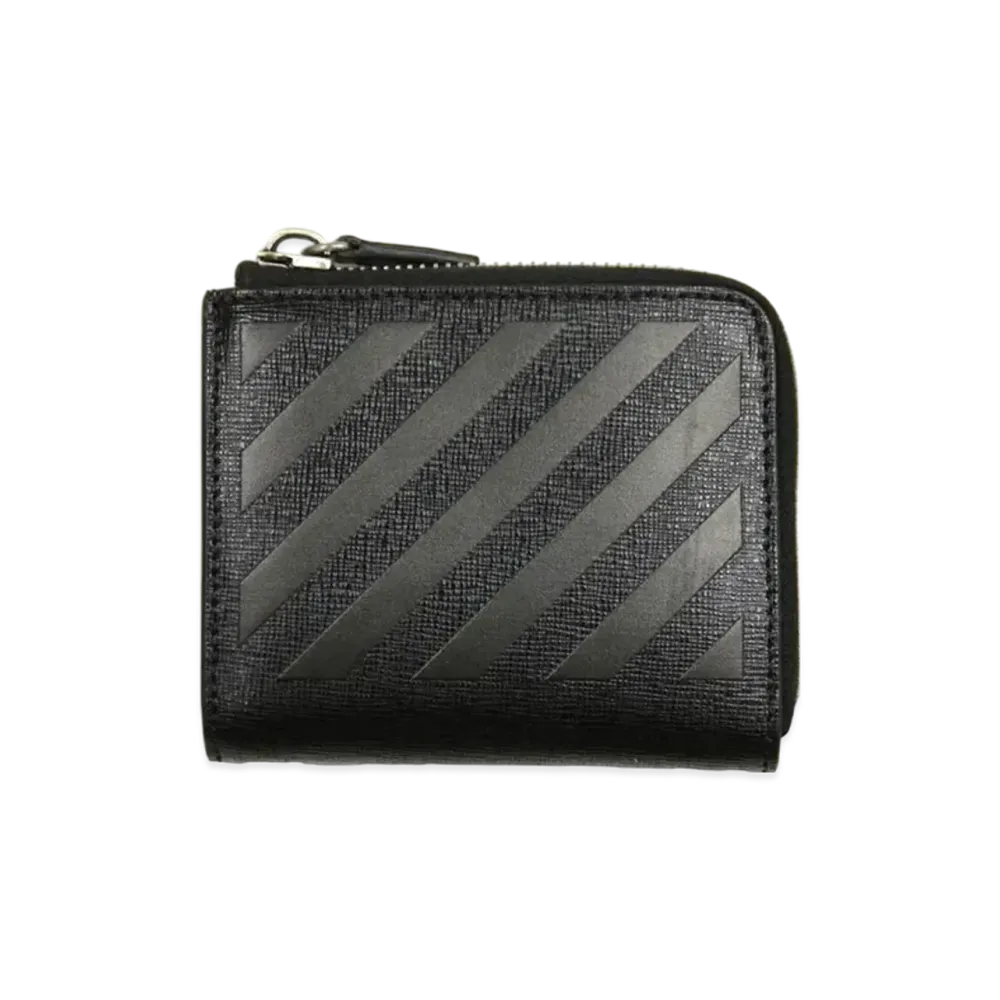 OFF-WHITE Diag Saff Zip Wallet "Black"