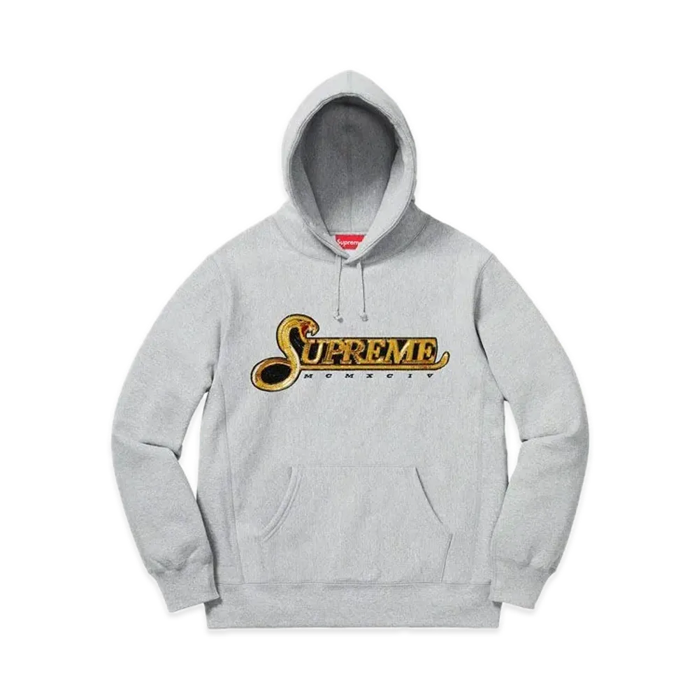 Supreme Sequin Viper Hooded Sweatshirt "Heather Grey"