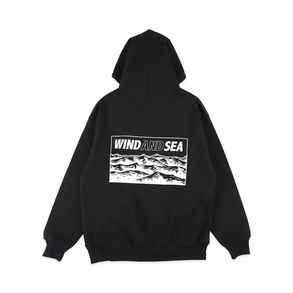 WIND AND SEA Wave Print Hoodie "Black"