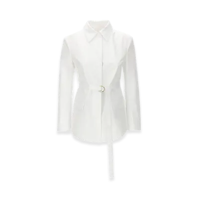 Valentino Women's Compact Popeline Pea Coat "White"