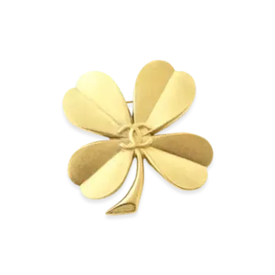 CHANEL Coco Mark Clover Brooch "Gold"