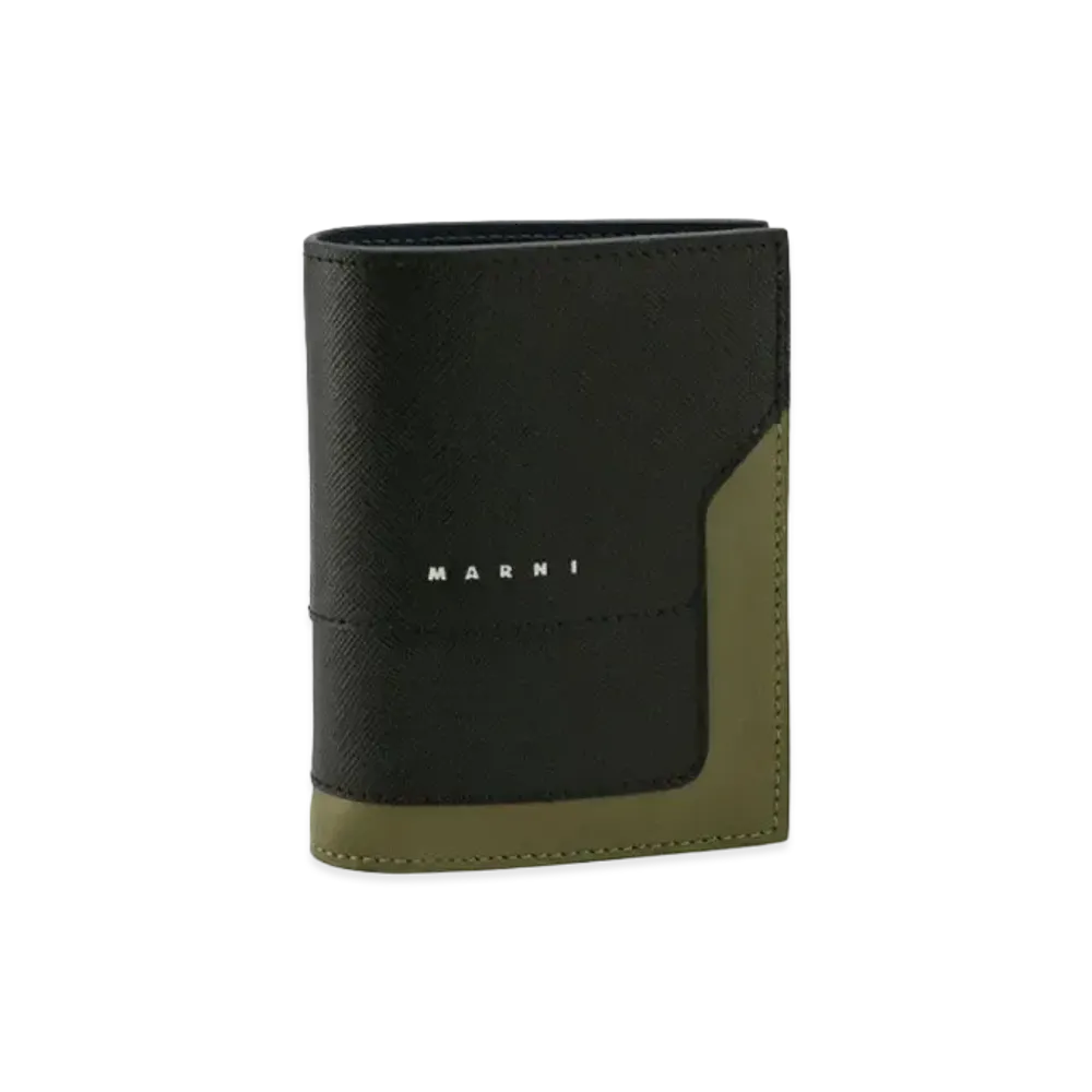 Marni Black Green Blue Leather Bi-Fold Trunk Wallet "Black"