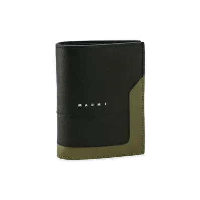 Marni Black Green Blue Leather Bi-Fold Trunk Wallet "Black"