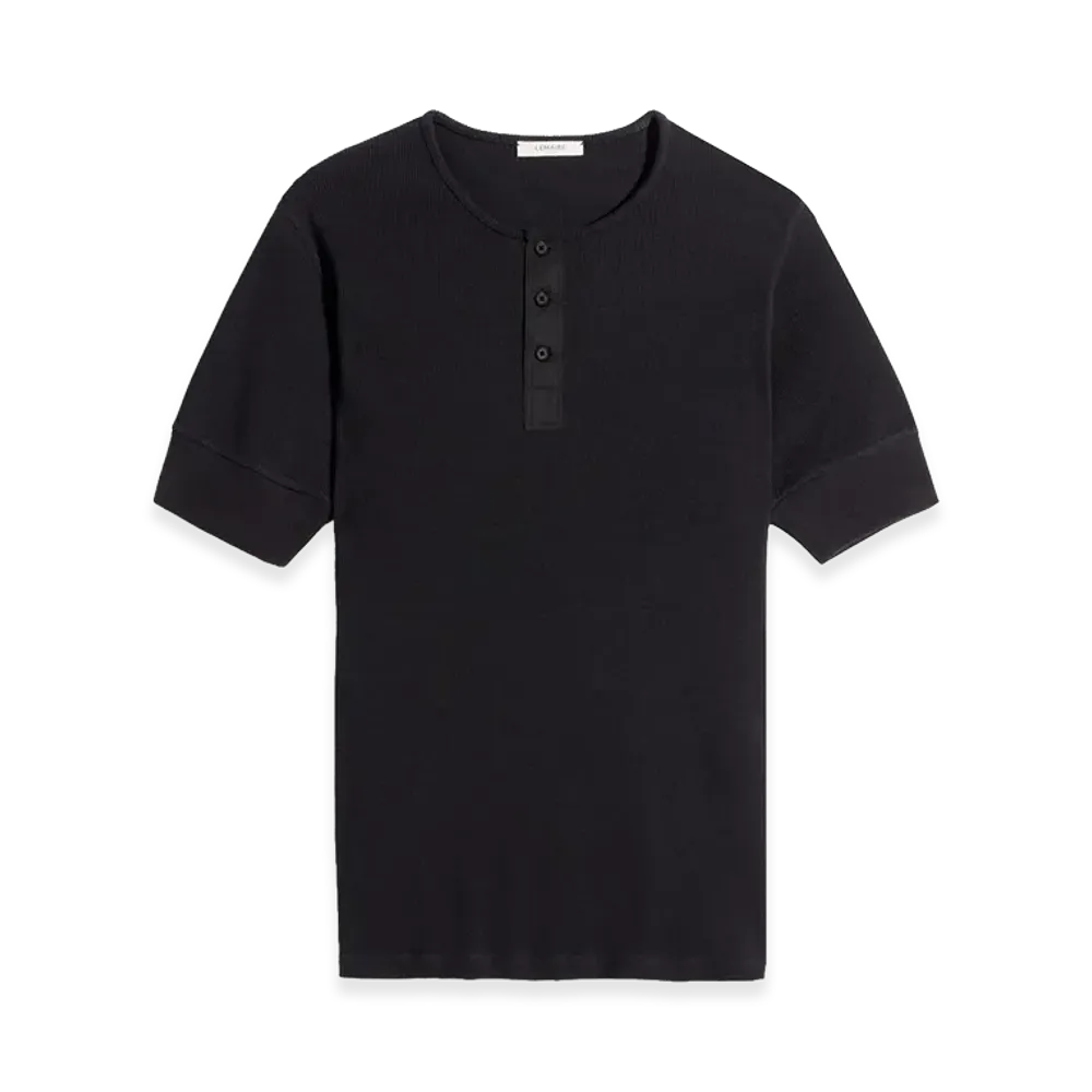 LEMAIRE Jersey Rib Henley Top "Black"