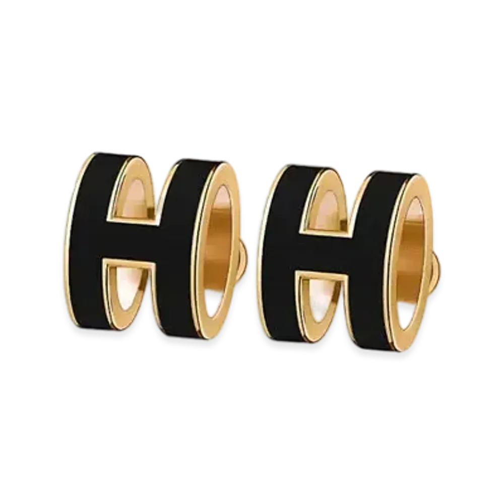 Hermes Pop H Earrings "Gold/Noir"