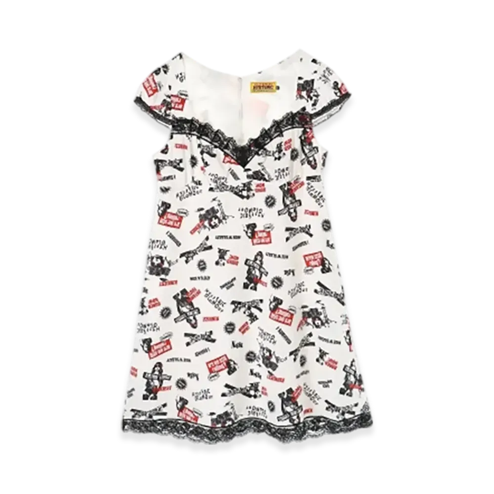HYSTERIC GLAMOUR Rock Happening Pattern Dress "White"