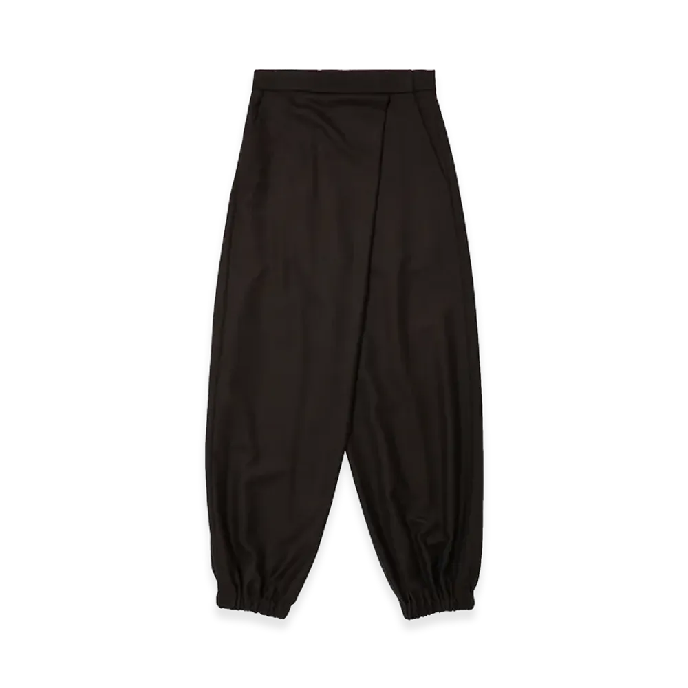 T.T Taiga Takahashi Women's Wide Tuck Trousers "Brown"