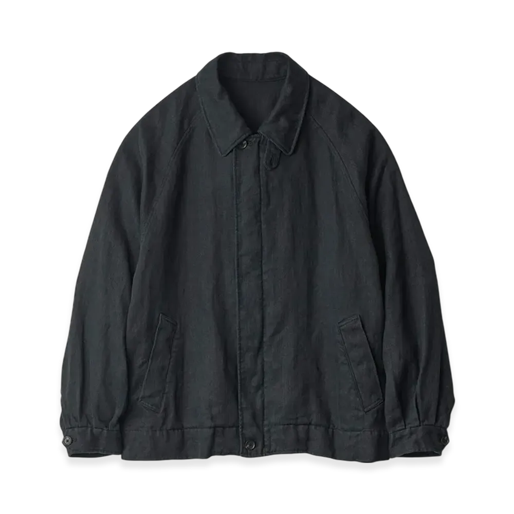 ssstein Heavy Linen Herringbone Zip Jacket "Black"