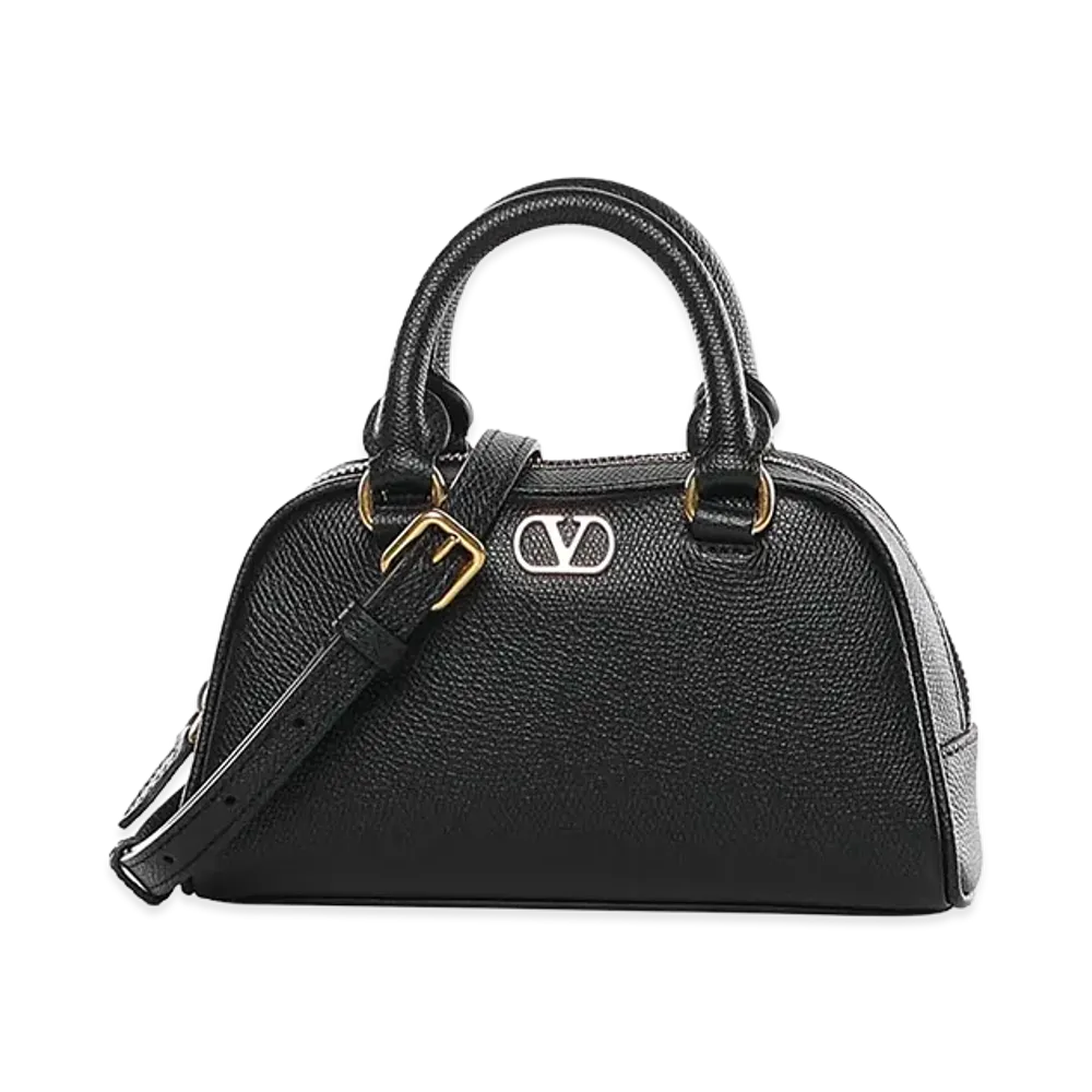 Valentino Women's V Logo Signature Mini Calfskin Satchel "Black"