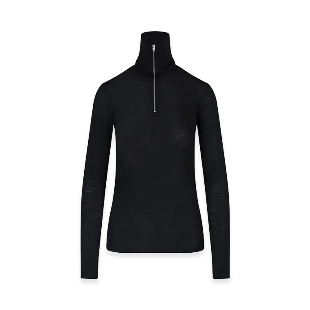 Jil Sander Women's Half-Zip Turtleneck Sweater "Black"