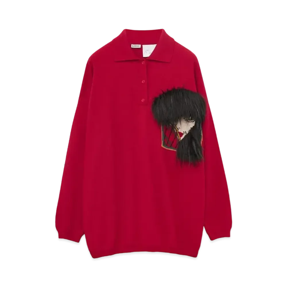 LOEWE x Howl's Moving Castle Witch Of The Waste Polo Sweater In Wool "Red"