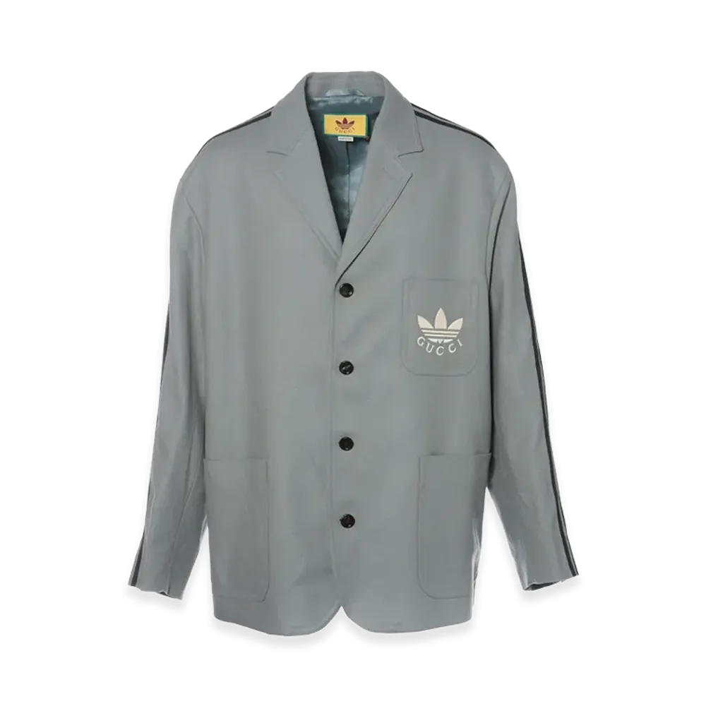 GUCCI x adidas Logo Print Grey Blazer Jacket "Grey"