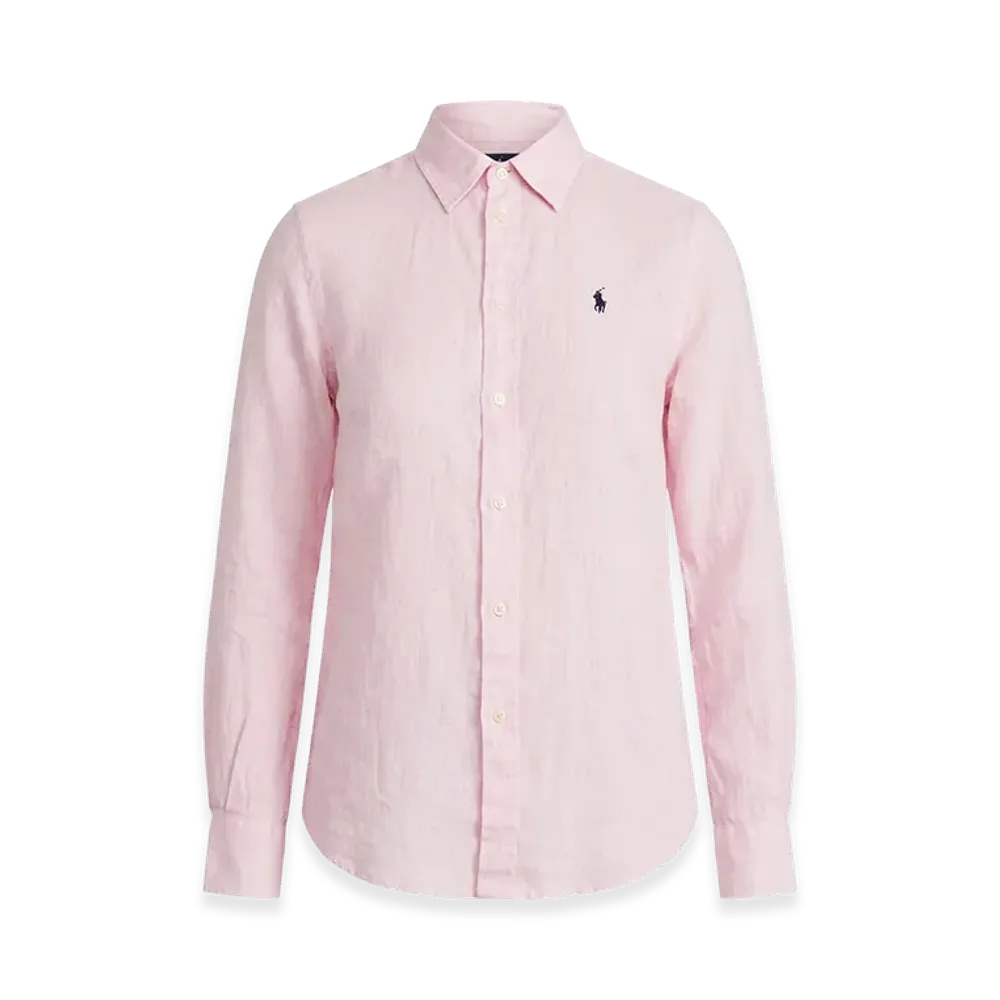 Polo Ralph Lauren Women's Logo One-Point Long Sleeve Linen Shirt "Pink"