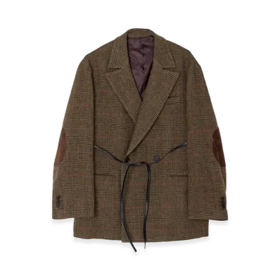 ssstein British Tweed Oversized Peak Lapel Jacket "Tweed Check"