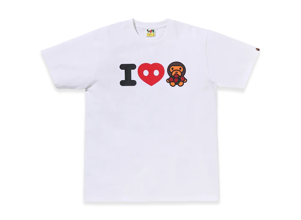 A BATHING APE Bape Store One Fukuoka Bldg. I Love Strawberry Tee "White"