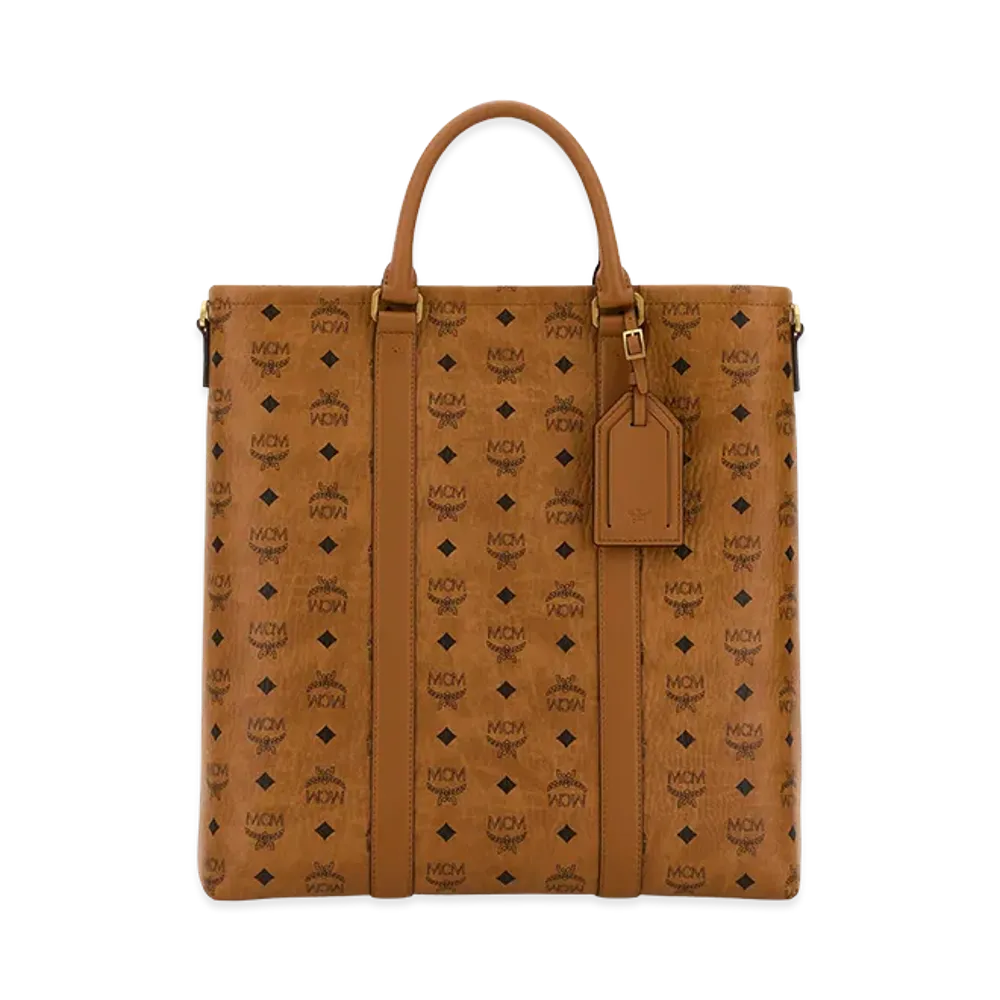 MCM Women's Printed Canvas Aren Shopping Bag "Brown"